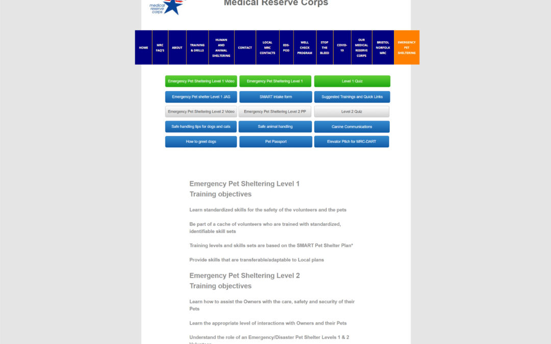 Emergency Pet Sheltering Levels 1 and 2